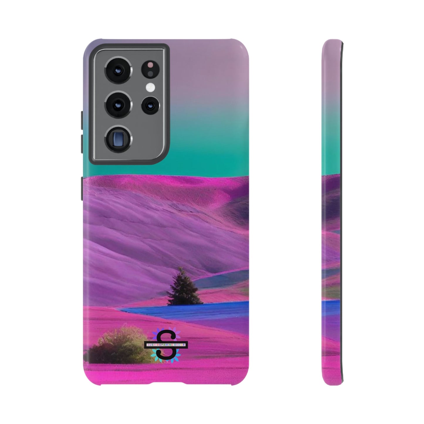 Tough Phone Case - pink purple green blue landscape