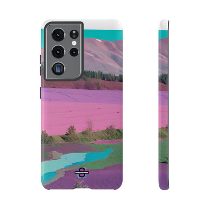 Hard Phone Case, Pink Landscape Design, Dual layer case for Extra Durability and Protection, Glossy or Matte Finish,