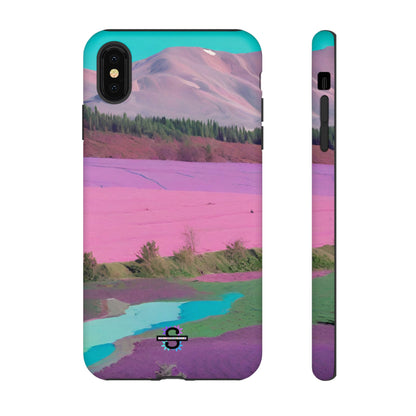 Hard Phone Case, Pink Landscape Design, Dual layer case for Extra Durability and Protection, Glossy or Matte Finish,