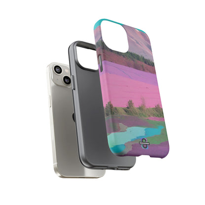 Hard Phone Case, Pink Landscape Design, Dual layer case for Extra Durability and Protection, Glossy or Matte Finish,