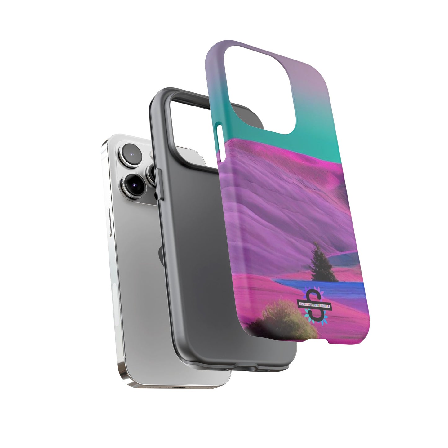 Tough Phone Case - pink purple green blue landscape