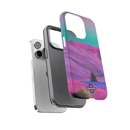 Tough Phone Case - pink purple green blue landscape