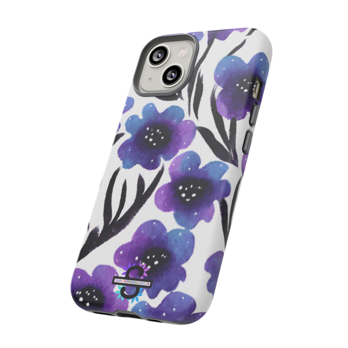 Purple Watercolor Floral Tough Case — Protective Galaxy Flower Phone Cover