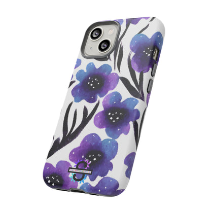 Purple Watercolor Floral Tough Case — Protective Galaxy Flower Phone Cover