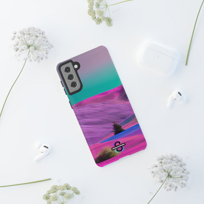 Tough Phone Case - pink purple green blue landscape