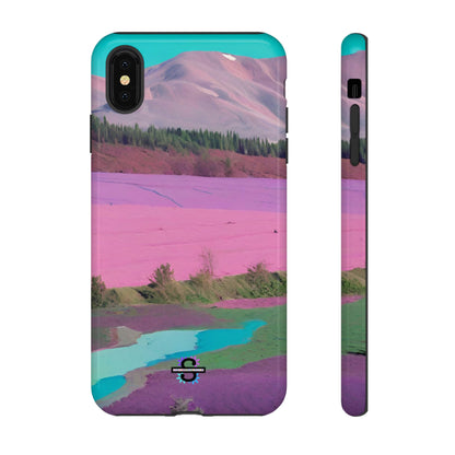 Hard Phone Case, Pink Landscape Design, Dual layer case for Extra Durability and Protection, Glossy or Matte Finish,