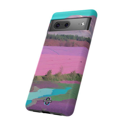 Hard Phone Case, Pink Landscape Design, Dual layer case for Extra Durability and Protection, Glossy or Matte Finish,