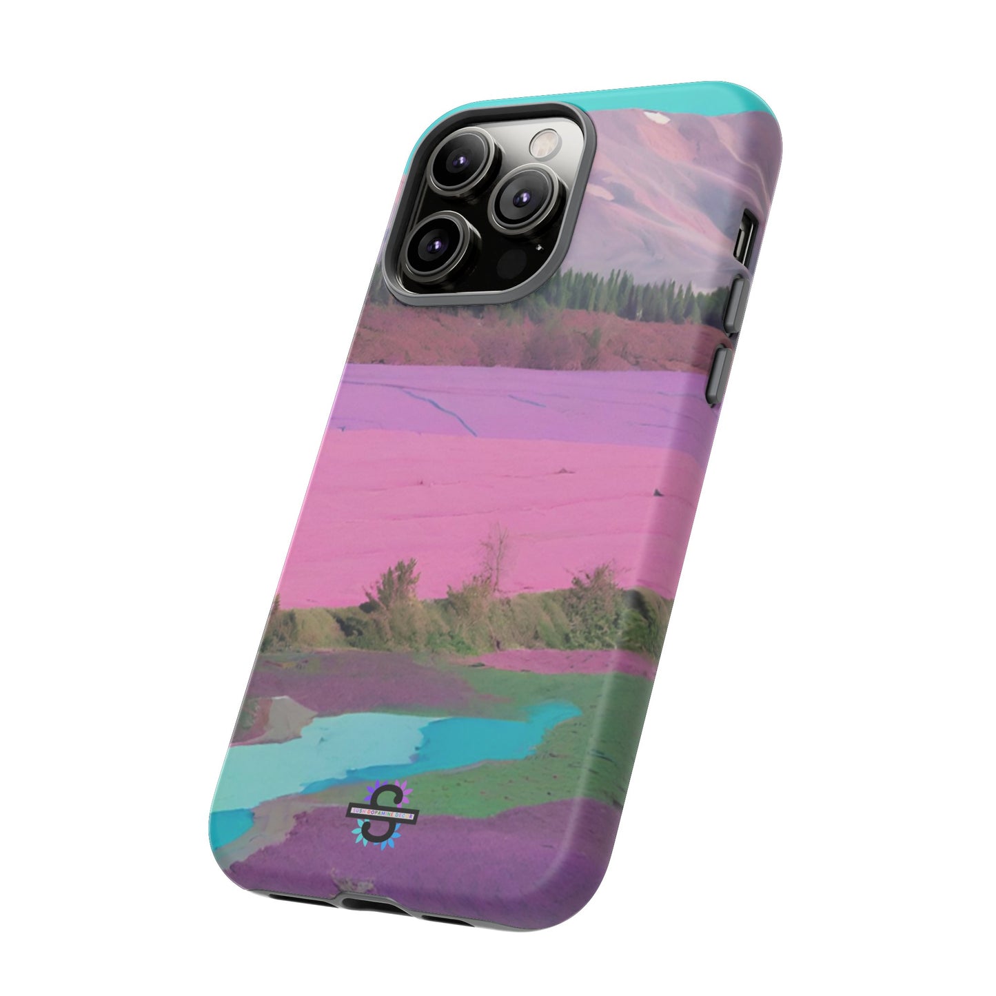 Hard Phone Case, Pink Landscape Design, Dual layer case for Extra Durability and Protection, Glossy or Matte Finish,