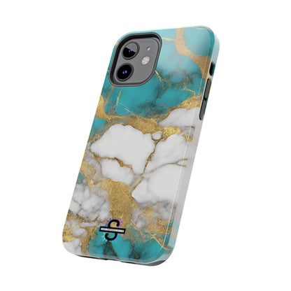Turqoise Drop Print White Gold Tough Phone Case