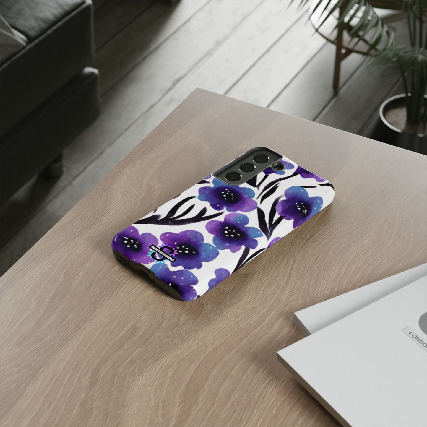Purple Watercolor Floral Tough Case — Protective Galaxy Flower Phone Cover