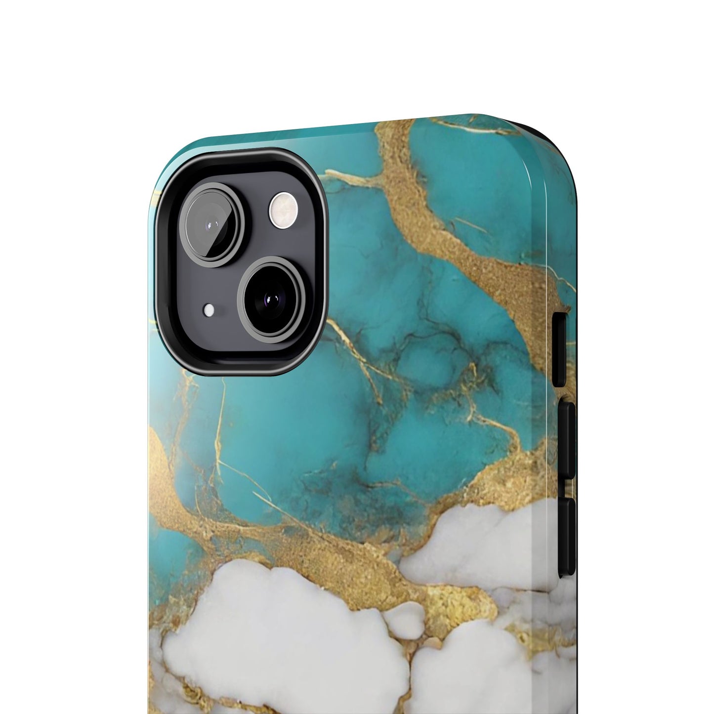 Turqoise Drop Print White Gold Tough Phone Case