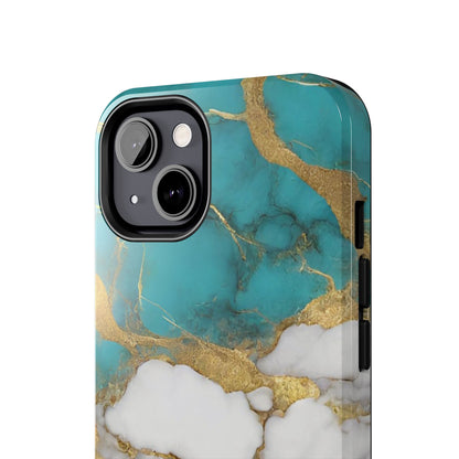 Turqoise Drop Print White Gold Tough Phone Case