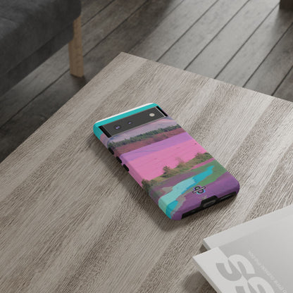 Hard Phone Case, Pink Landscape Design, Dual layer case for Extra Durability and Protection, Glossy or Matte Finish,