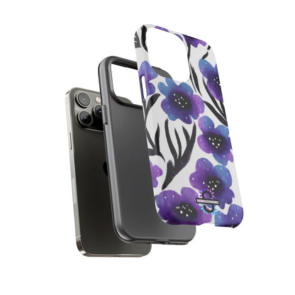 Purple Watercolor Floral Tough Case — Protective Galaxy Flower Phone Cover
