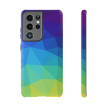 Geometric Gradient Tough Phone Case — Blue Green Polygon Design