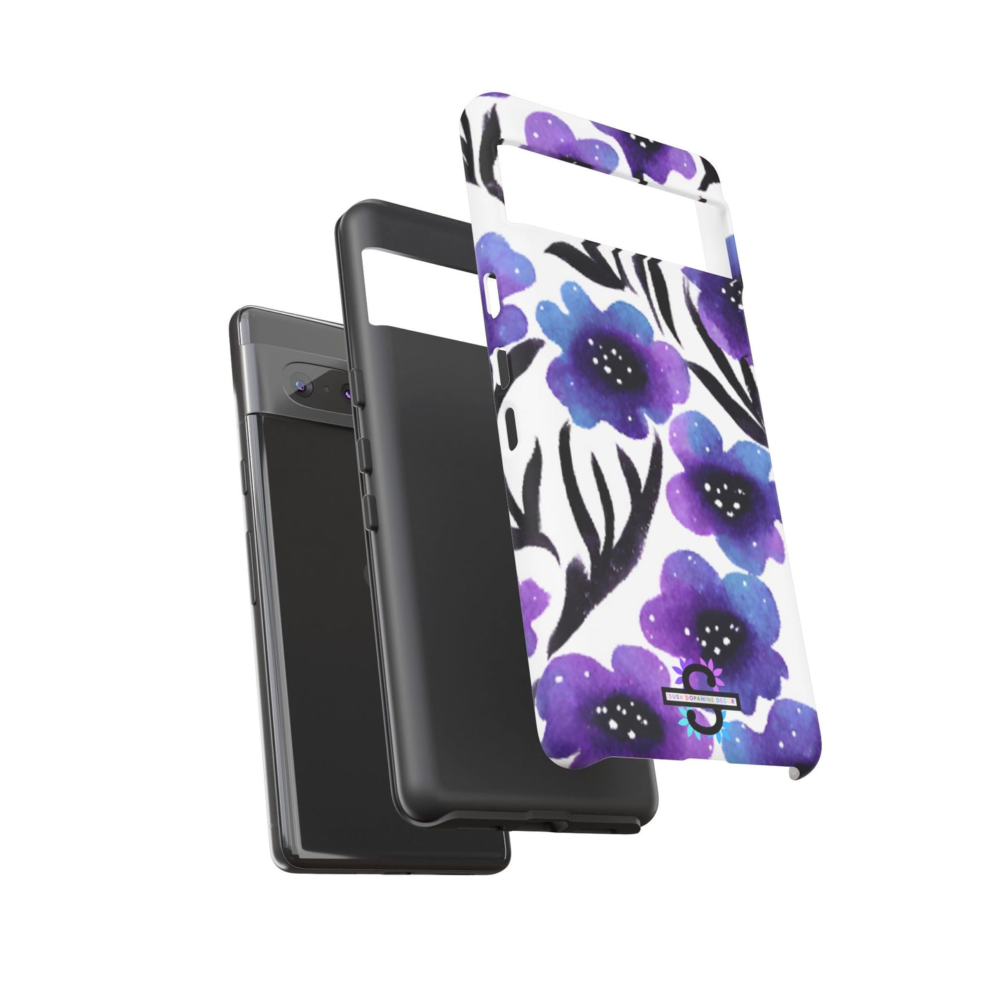 Purple Watercolor Floral Tough Case — Protective Galaxy Flower Phone Cover