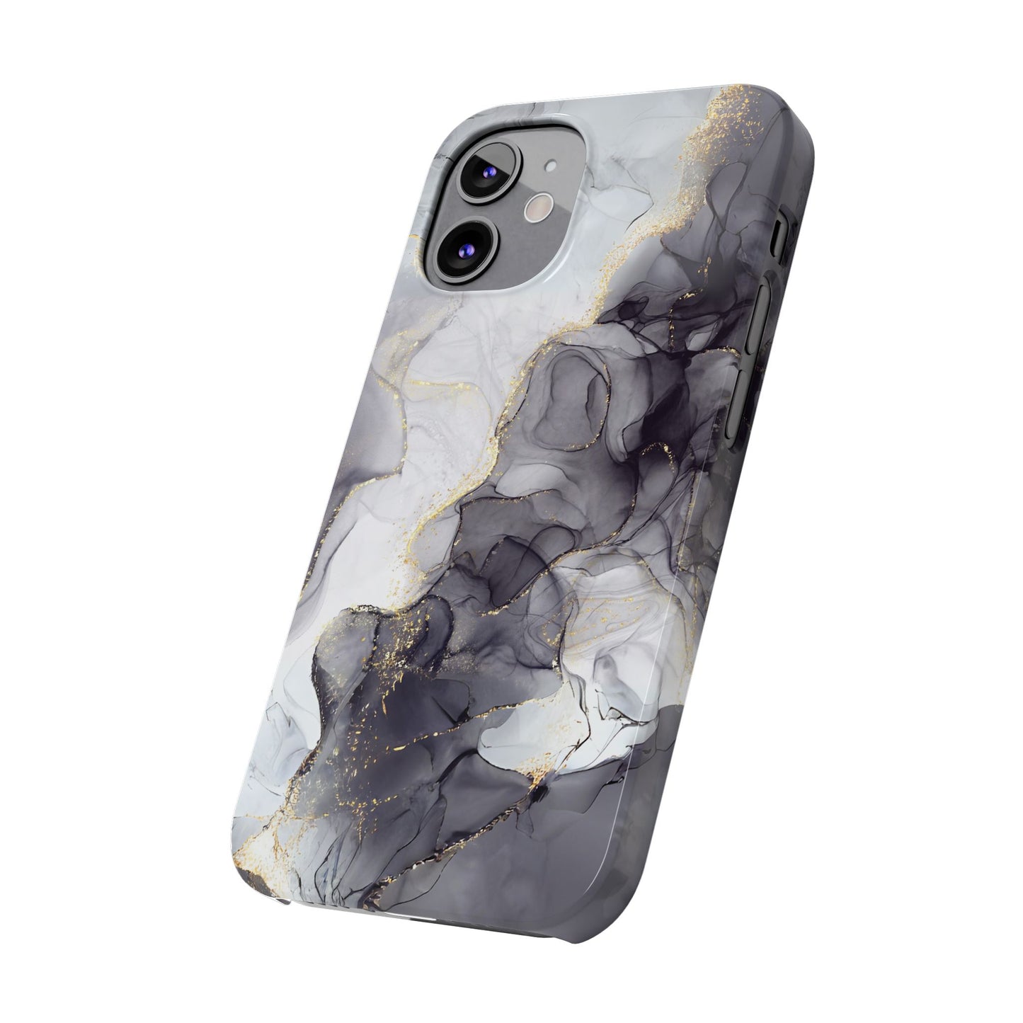 Slim Phone Cases, Black Marble Design