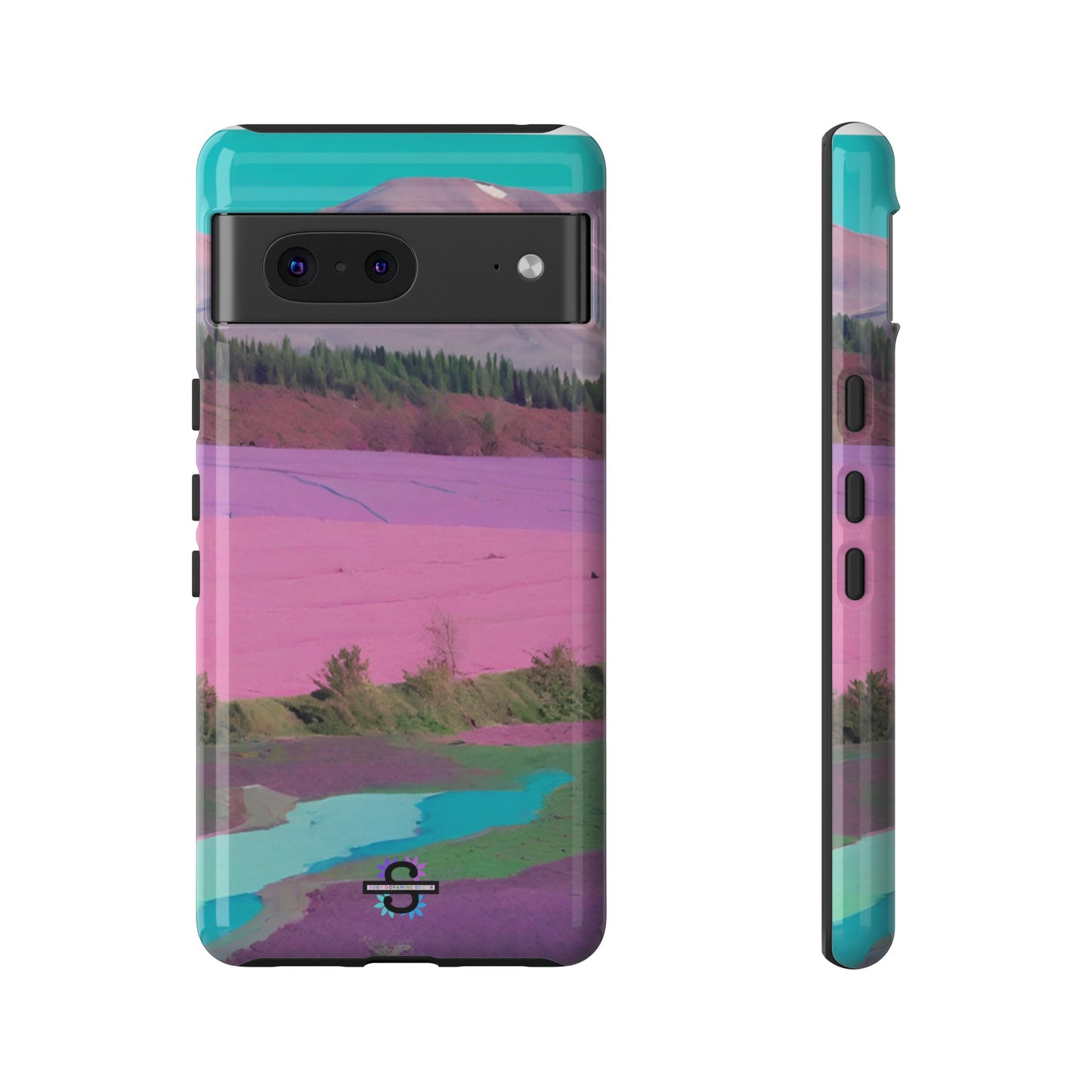 Hard Phone Case, Pink Landscape Design, Dual layer case for Extra Durability and Protection, Glossy or Matte Finish,