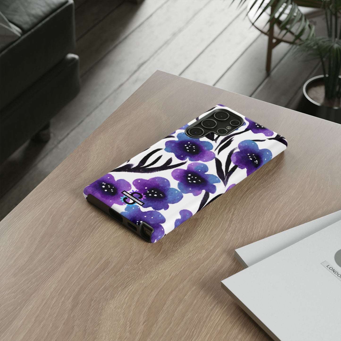 Purple Watercolor Floral Tough Case — Protective Galaxy Flower Phone Cover