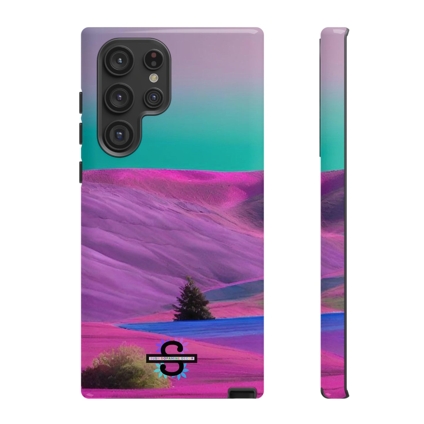 Tough Phone Case - pink purple green blue landscape