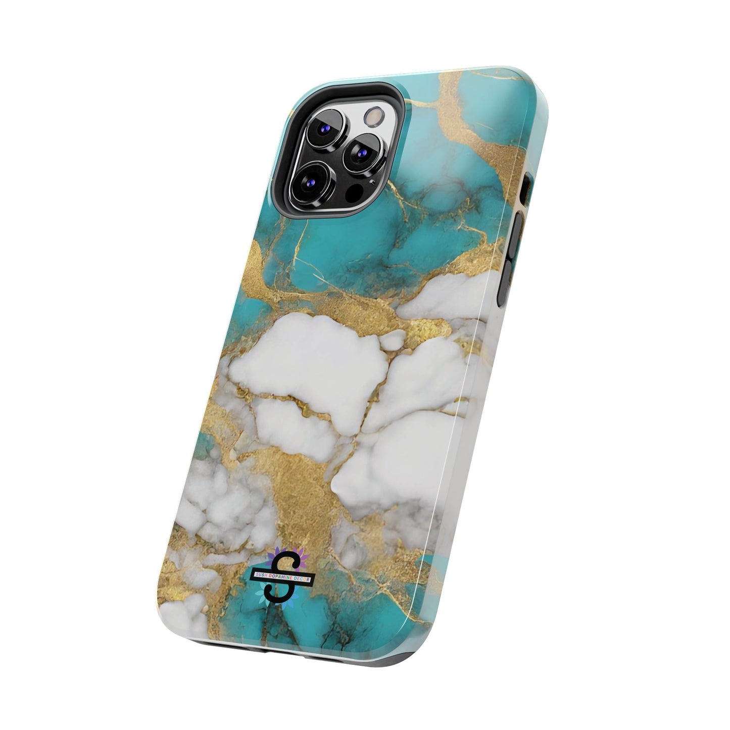Turqoise Drop Print White Gold Tough Phone Case