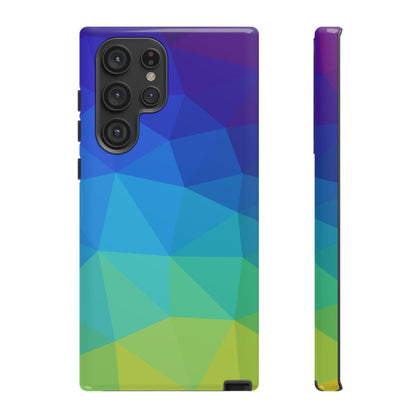 Geometric Gradient Tough Phone Case — Blue Green Polygon Design
