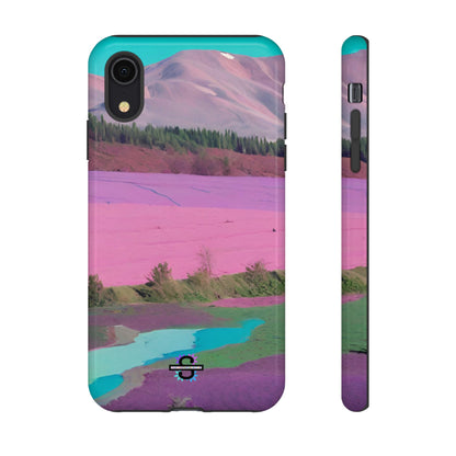 Hard Phone Case, Pink Landscape Design, Dual layer case for Extra Durability and Protection, Glossy or Matte Finish,