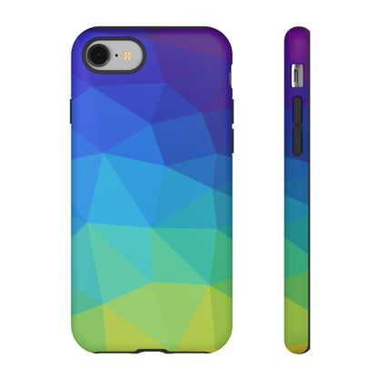 Geometric Gradient Tough Phone Case — Blue Green Polygon Design