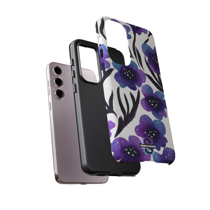 Purple Watercolor Floral Tough Case — Protective Galaxy Flower Phone Cover