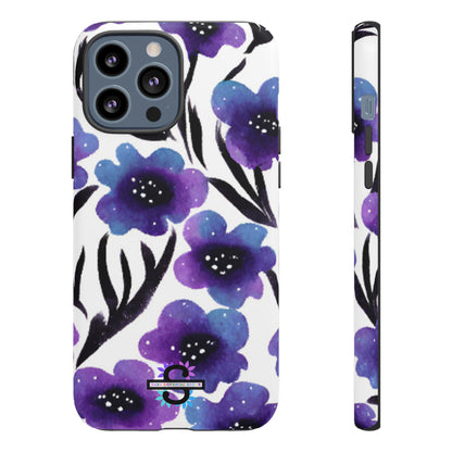 Purple Watercolor Floral Tough Case — Protective Galaxy Flower Phone Cover