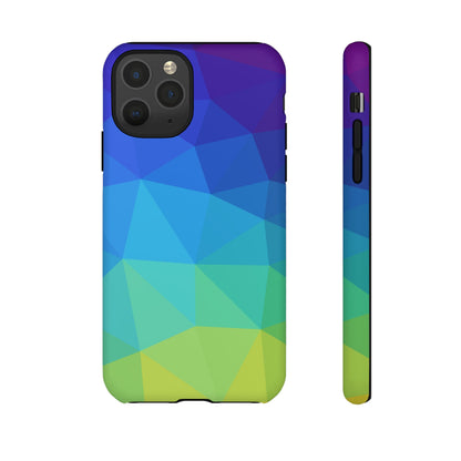 Geometric Gradient Tough Phone Case — Blue Green Polygon Design