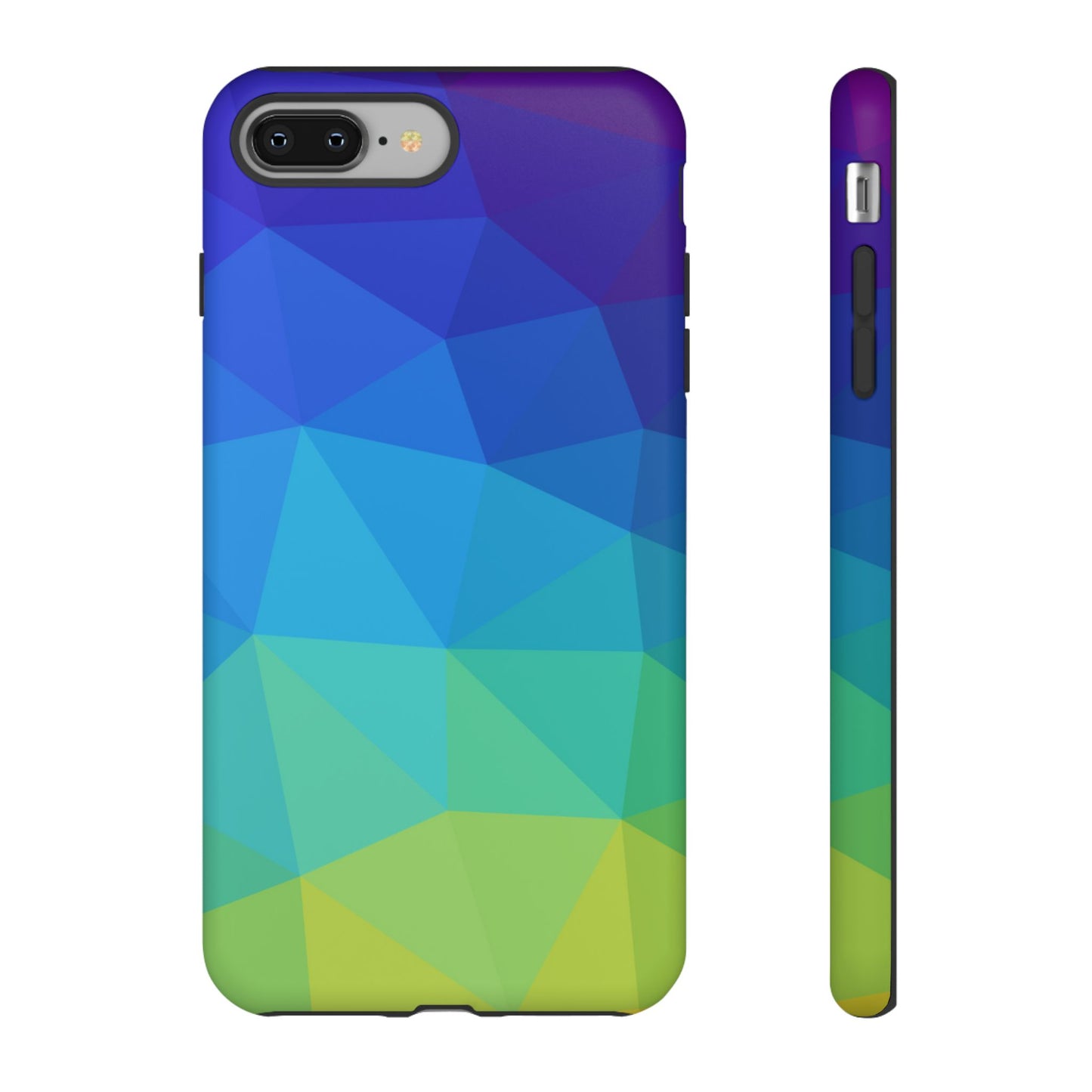Geometric Gradient Tough Phone Case — Blue Green Polygon Design