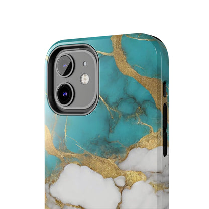 Turqoise Drop Print White Gold Tough Phone Case