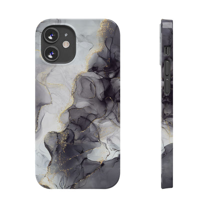 Slim Phone Cases, Black Marble Design