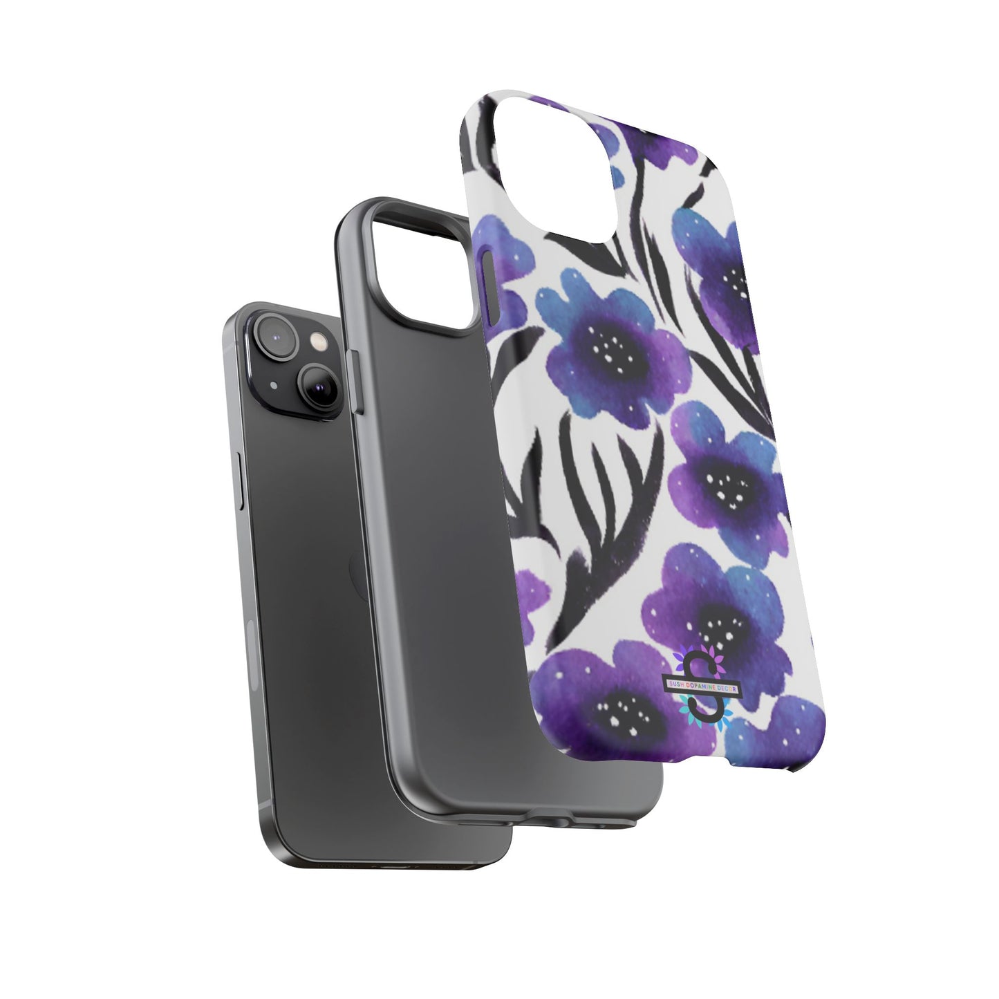 Purple Watercolor Floral Tough Case — Protective Galaxy Flower Phone Cover