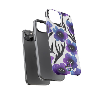 Purple Watercolor Floral Tough Case — Protective Galaxy Flower Phone Cover