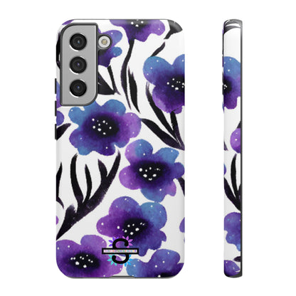Purple Watercolor Floral Tough Case — Protective Galaxy Flower Phone Cover