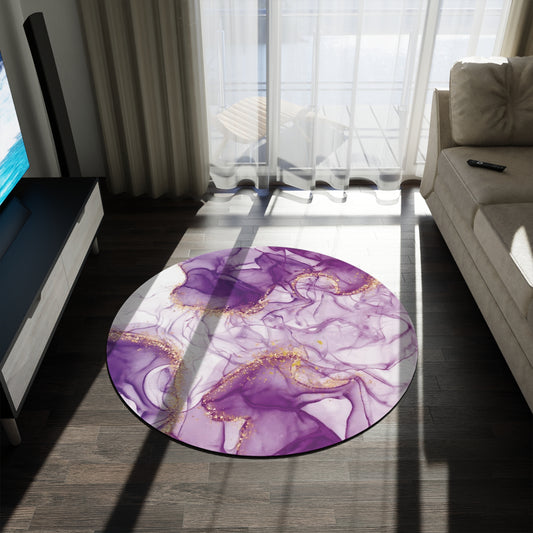 Purple Marble Design Round Rug, Pink Blue Carpet Design, Home Decor, Minimalistic Carpets