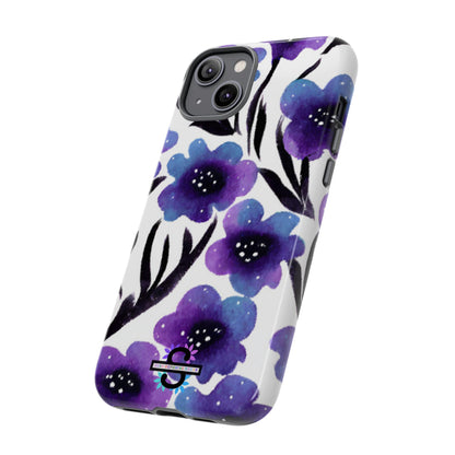 Purple Watercolor Floral Tough Case — Protective Galaxy Flower Phone Cover