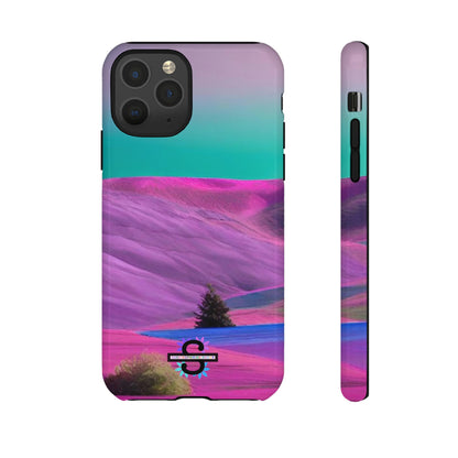 Tough Phone Case - pink purple green blue landscape