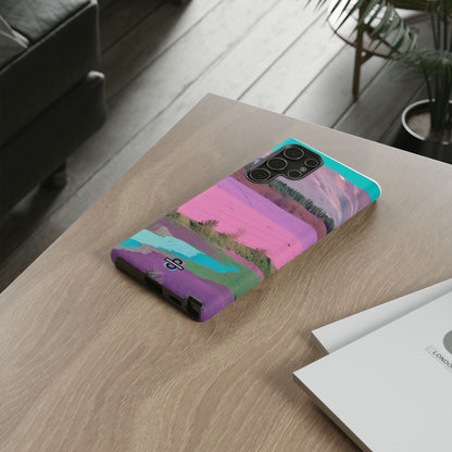 Hard Phone Case, Pink Landscape Design, Dual layer case for Extra Durability and Protection, Glossy or Matte Finish,