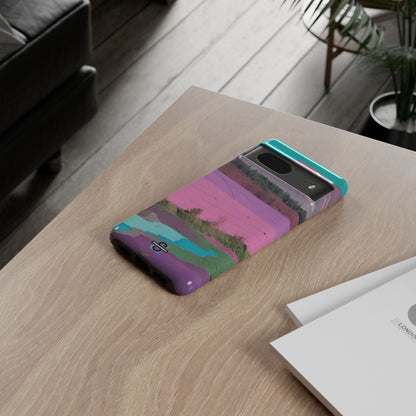 Hard Phone Case, Pink Landscape Design, Dual layer case for Extra Durability and Protection, Glossy or Matte Finish,