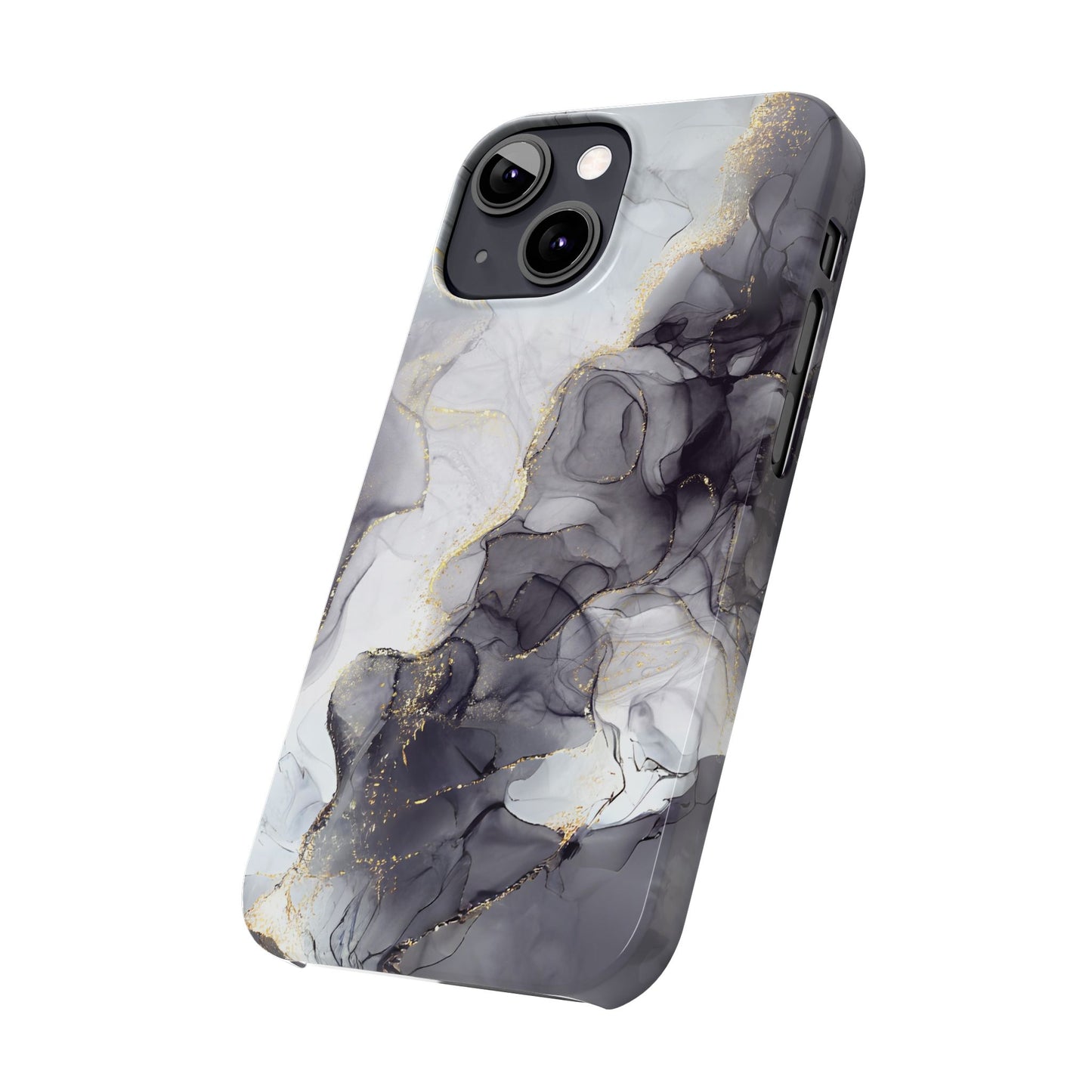 Slim Phone Cases, Black Marble Design