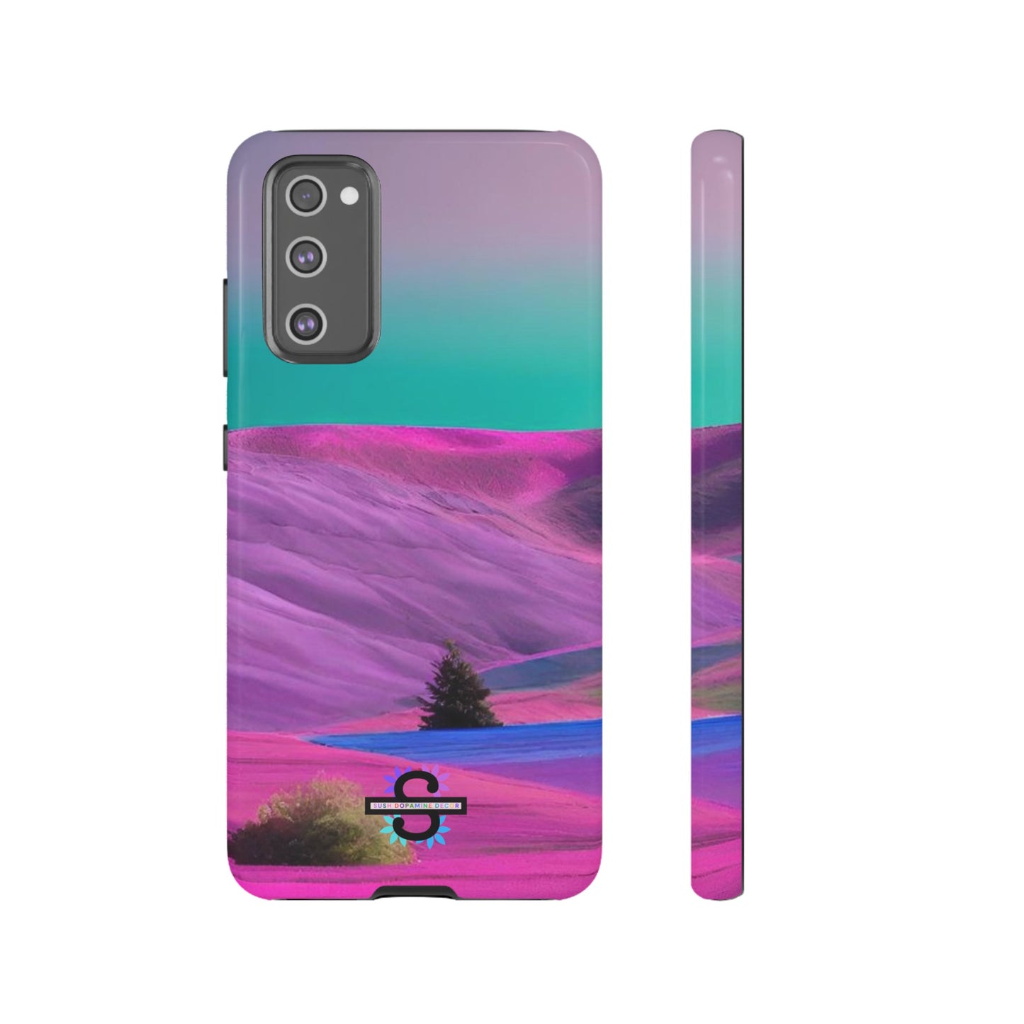 Tough Phone Case - pink purple green blue landscape