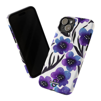 Purple Watercolor Floral Tough Case — Protective Galaxy Flower Phone Cover