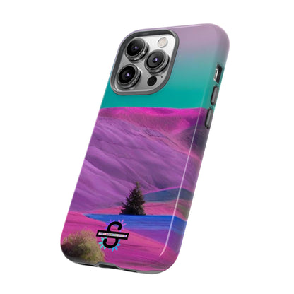 Tough Phone Case - pink purple green blue landscape