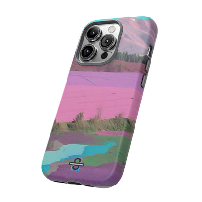 Hard Phone Case, Pink Landscape Design, Dual layer case for Extra Durability and Protection, Glossy or Matte Finish,