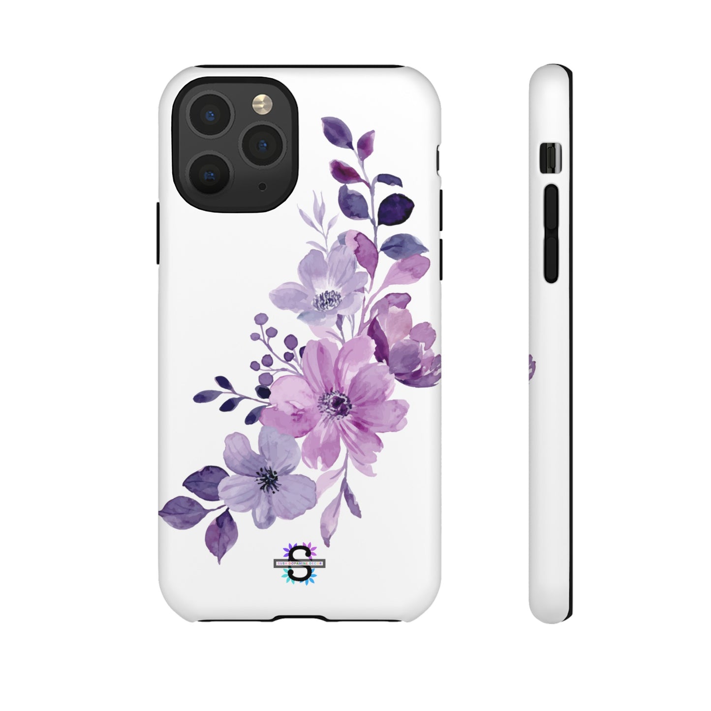 Couverture de téléphone rigide violette florale