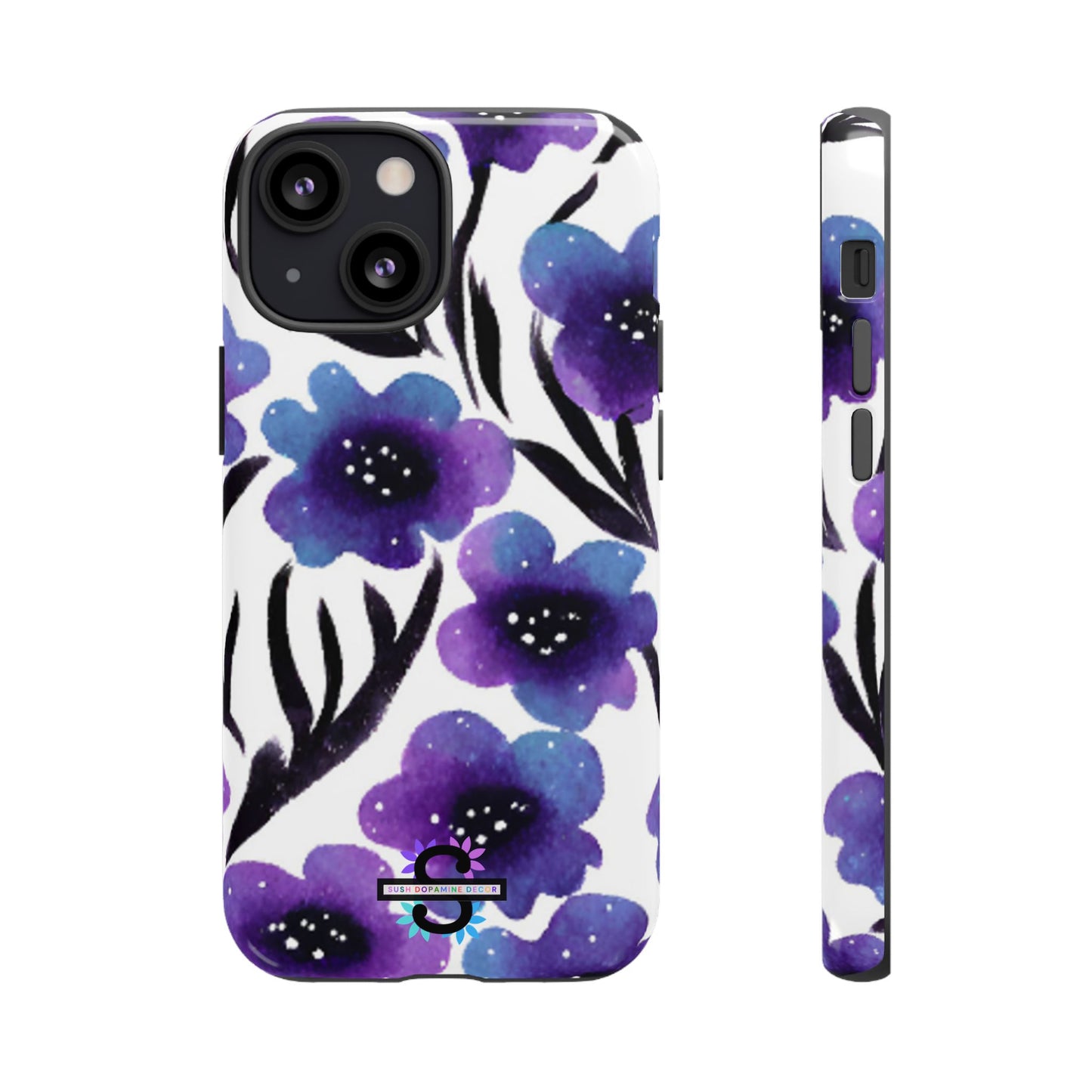 Purple Watercolor Floral Tough Case — Protective Galaxy Flower Phone Cover
