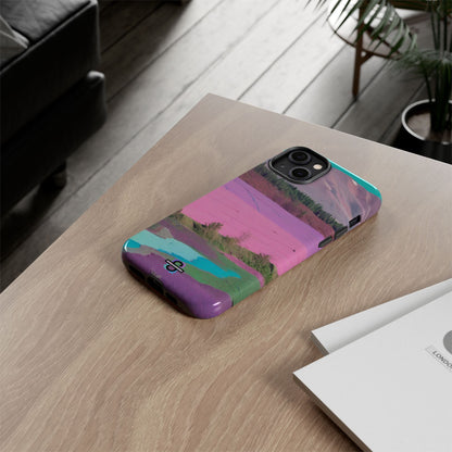 Hard Phone Case, Pink Landscape Design, Dual layer case for Extra Durability and Protection, Glossy or Matte Finish,